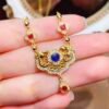 Natural sapphire auspicious cloud necklace