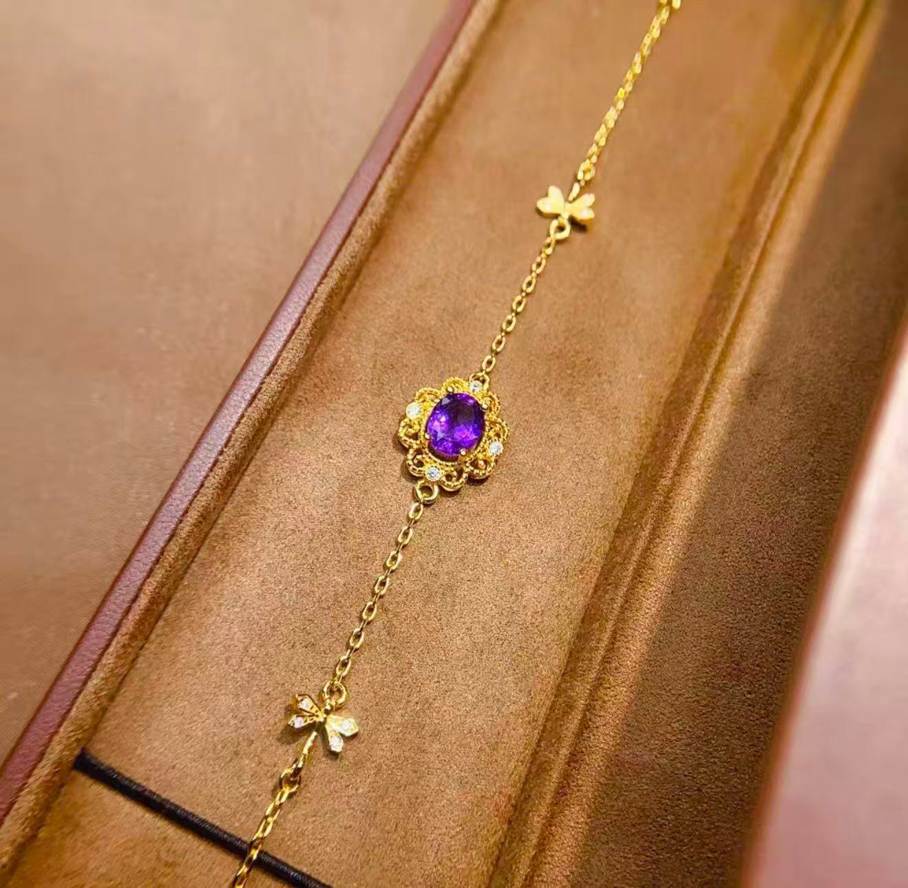 Natural Purple Gemstone Bracelet - 图片 4