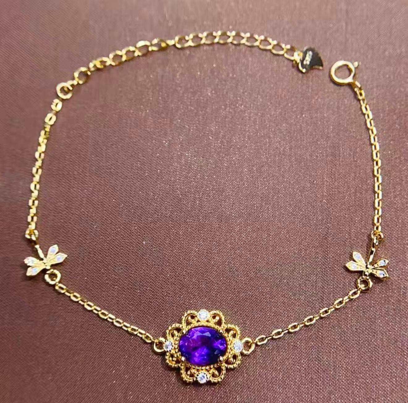 Natural Purple Gemstone Bracelet - 图片 5