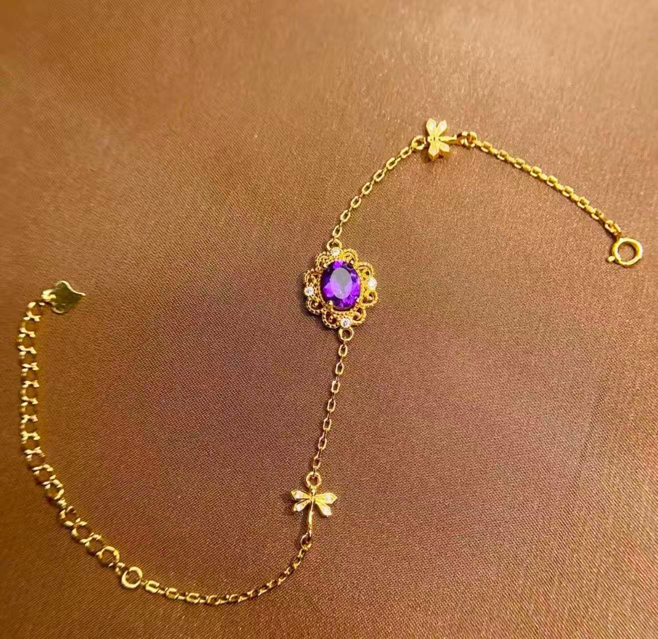 Natural Purple Gemstone Bracelet - 图片 3