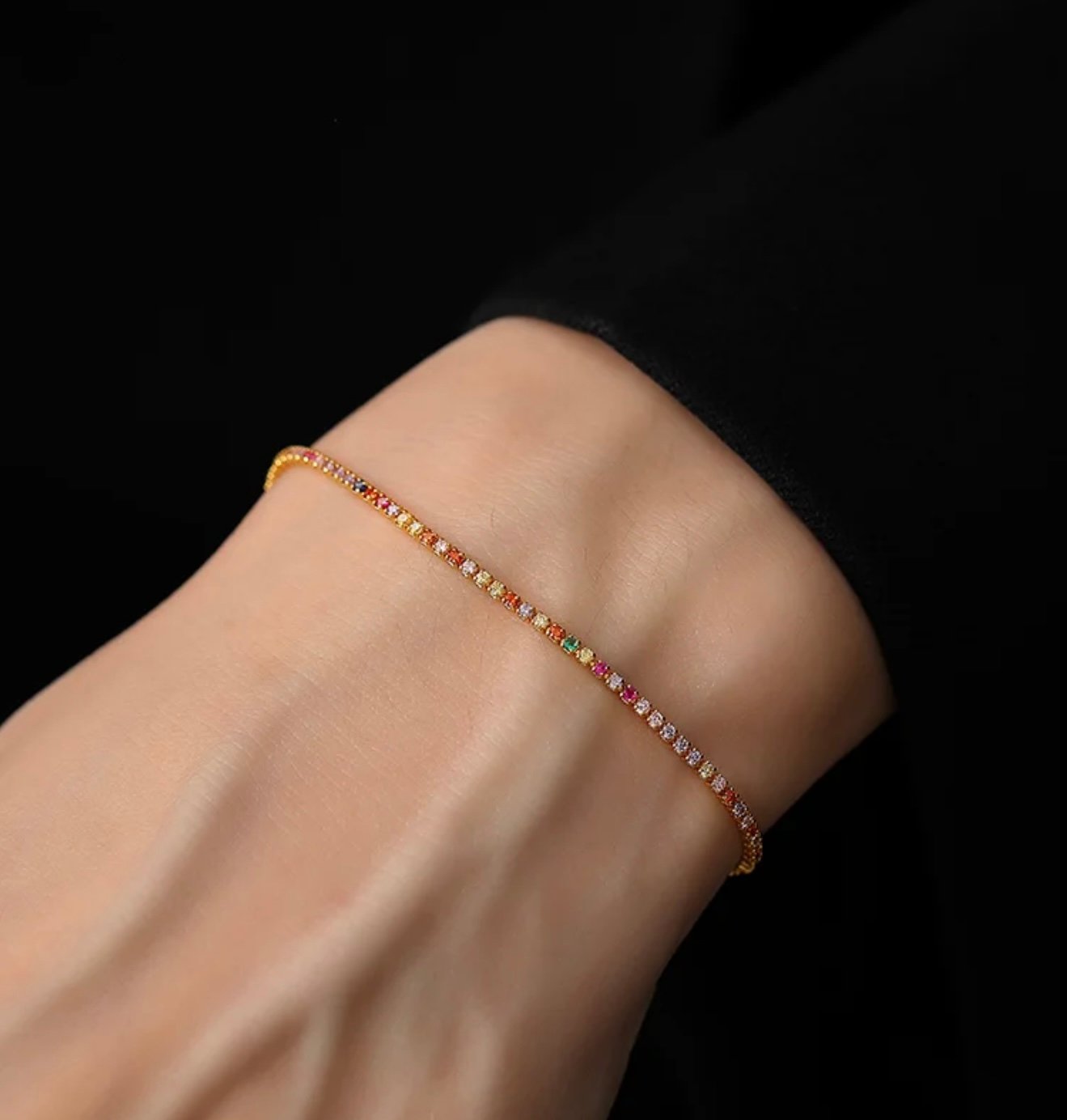 Simple colored zircon bracelet with a heart-shaped pendant that can be pulled out - 图片 5