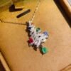 Colorful gemstone Christmas tree necklace